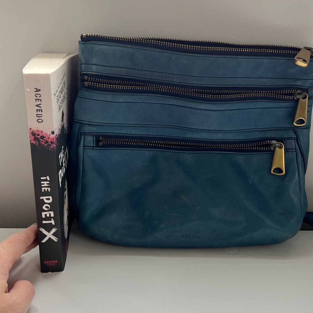 Blue leather crossbody - Picture 6 of 6